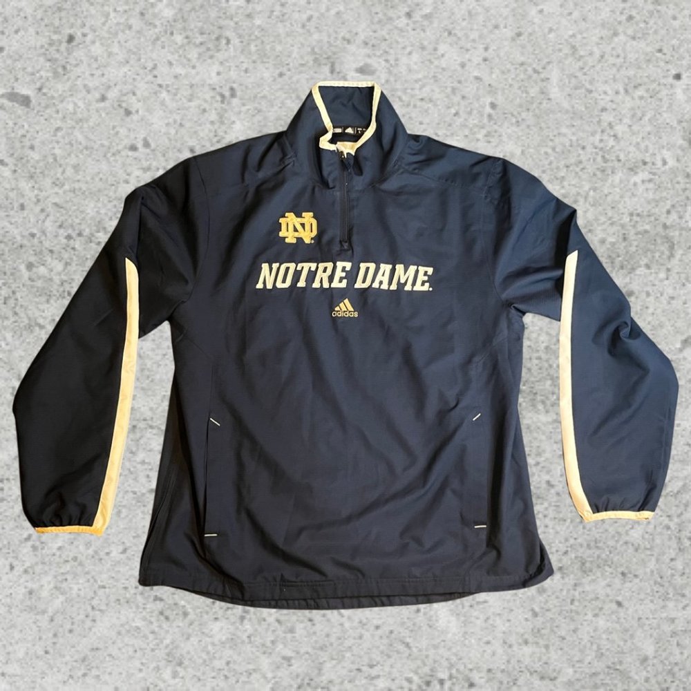 Notre Dame College Windbreaker Unisex Blue Size Large Adidas